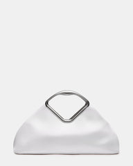 BARBARA Bag White Soft Satin Metal Bracelet Crossbody Clutch Handbag | Steve Madden