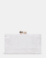CAMILAA Bag White Geometric Pearlescent Minaudiere Crossbody Clutch Handbag | Steve Madden