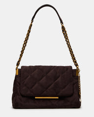 COLETTE Chocolate Quilted Chain Shoulder Handbag | Steve Madden
