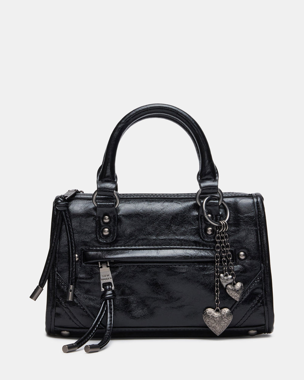 ELIDE Black Top Handle Satchel Crossbody Handbag | Steve Madden