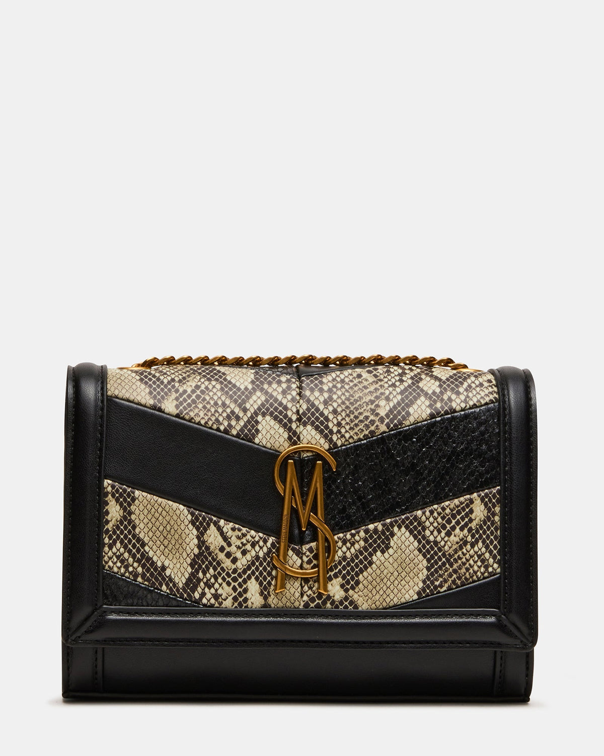 LARISAL Black/Multi Chain Crossbody Shoulder Strap Handbag | Steve Madden