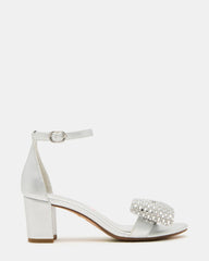 Kids' ABIGAL Silver Rhinestone Embellised Block Heel Girls' Heel | Steve Madden