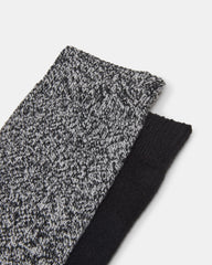 FALL 2 PACK MARLED KNEE HIGH SOCKS BLACK