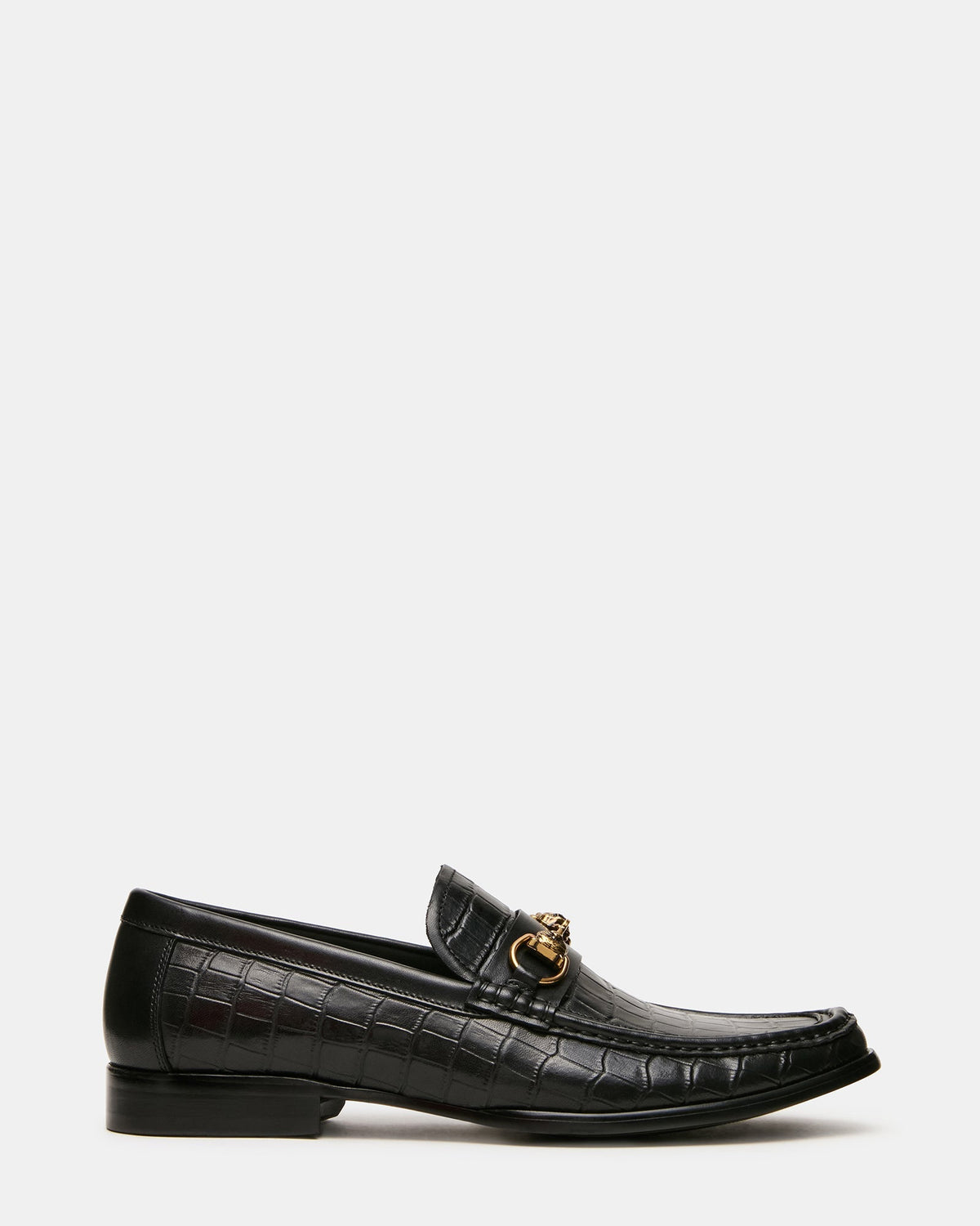 BROOKLYN Black Crocodile Horsebit Slip-On Men's Loafer | Steve Madden