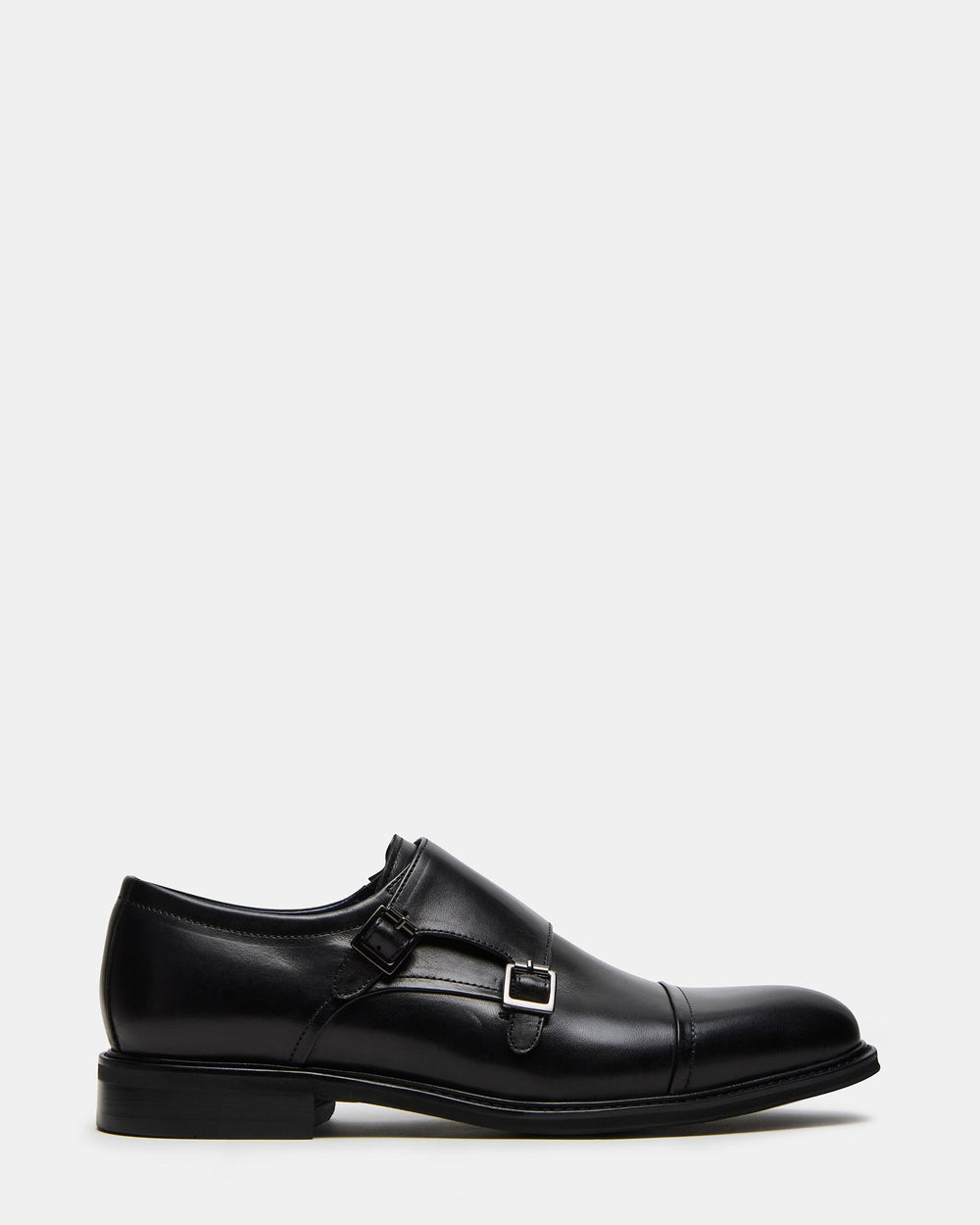 HARAN Black Leather Men's Buckle Strap Dress Shoe | Steve Madden