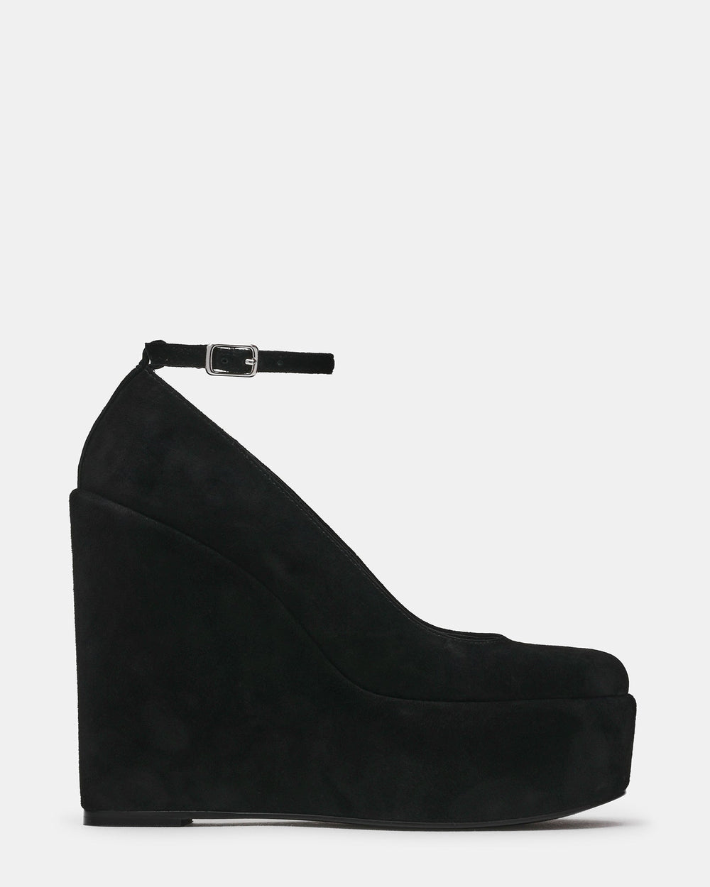 CRUSSI Black Suede Wedge Platform Women's Heel | Steve Madden