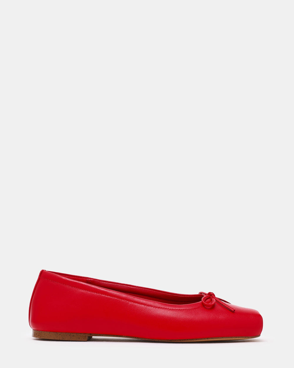 ELEVE Red Leather Ballet Square-Toe Women's Flat | Steve Madden