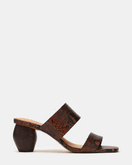NOLA Brown Snake Square-Toe Mule Women's Block Heel | Steve Madden