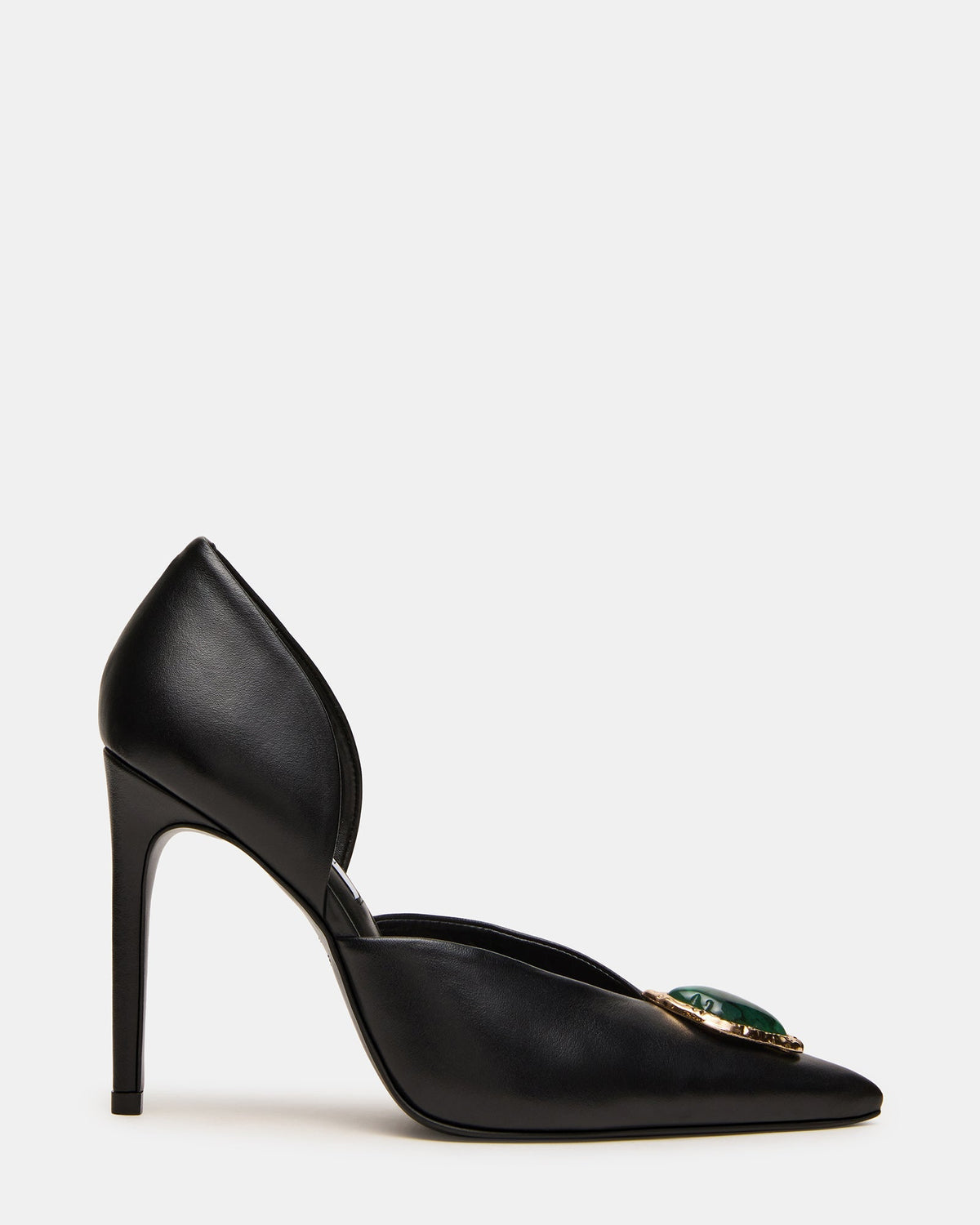 NYSA Stone Black Leather Pointed-Toe Pump Stiletto Women's Heel | Steve Madden