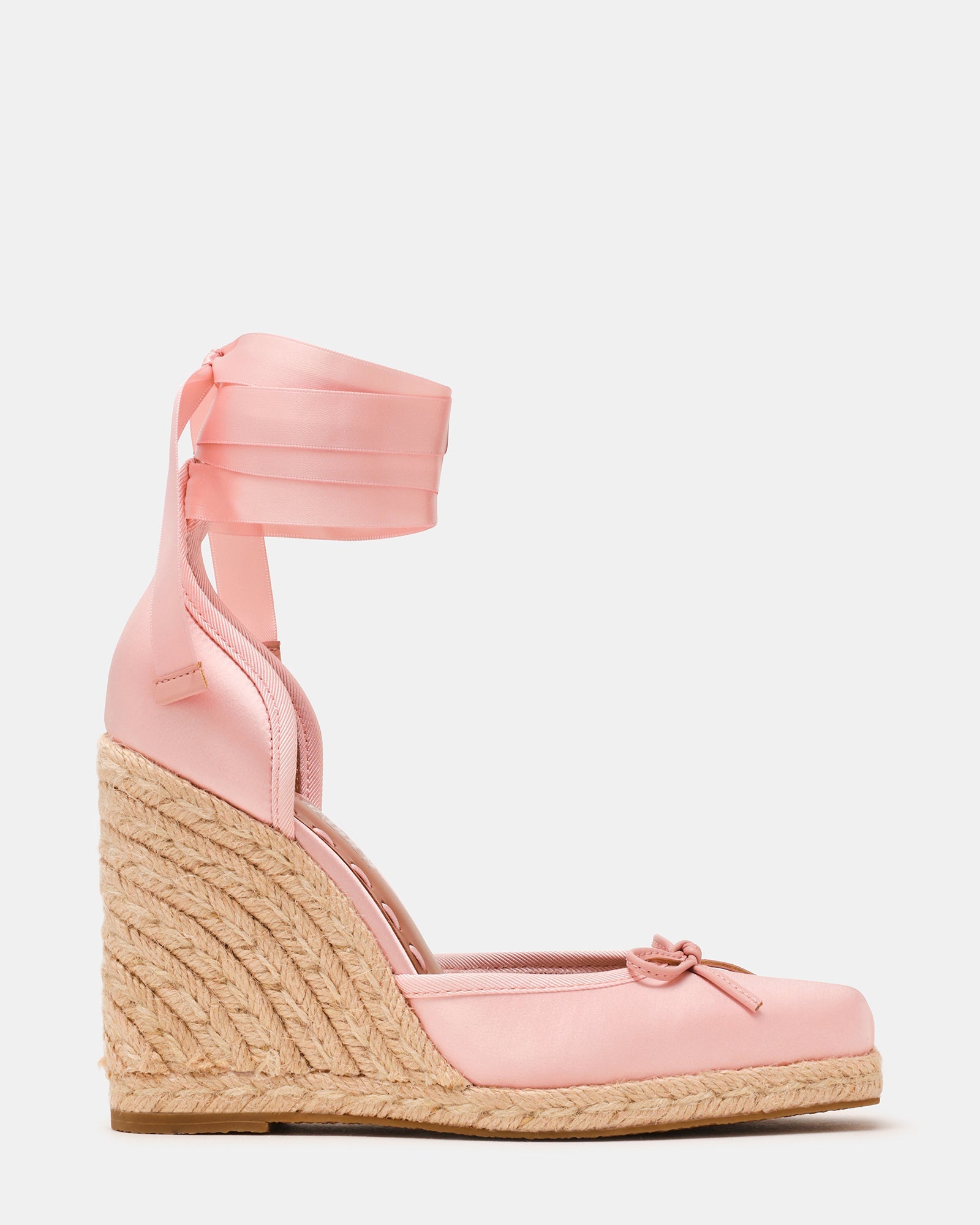 VARINA Blush Satin Ballet Espadrille Wedge Leg-Tie Women's Sandal | Steve Madden
