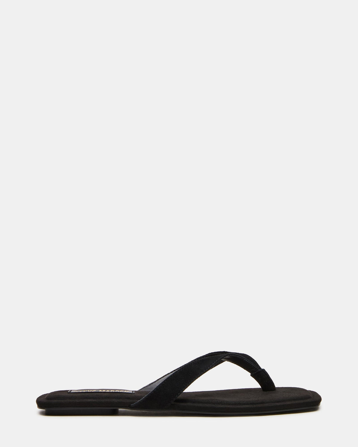 TRELLA Black Suede Square-Toe Thong Women's Sandal | Steve Madden